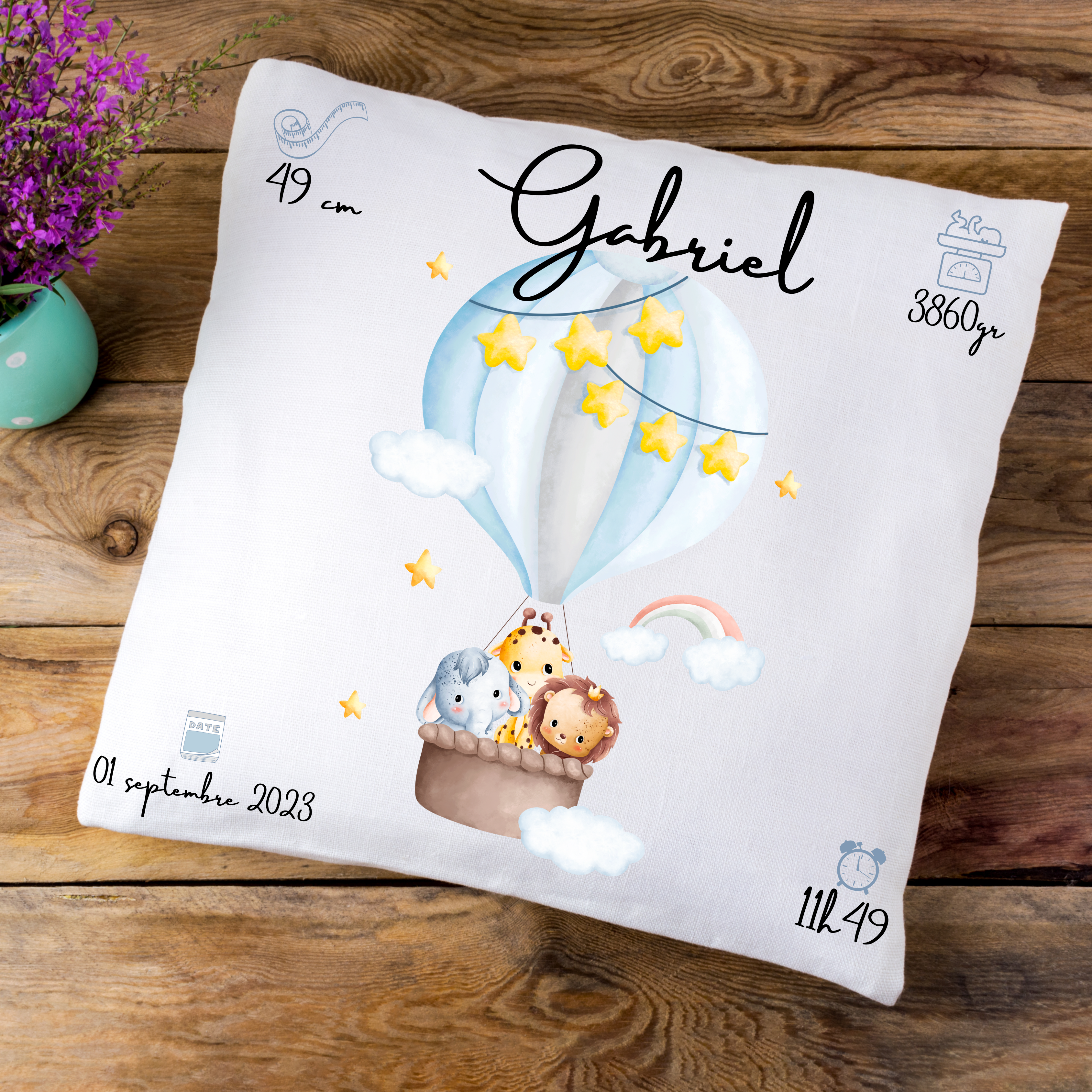 Coussin de naissance personnalisée