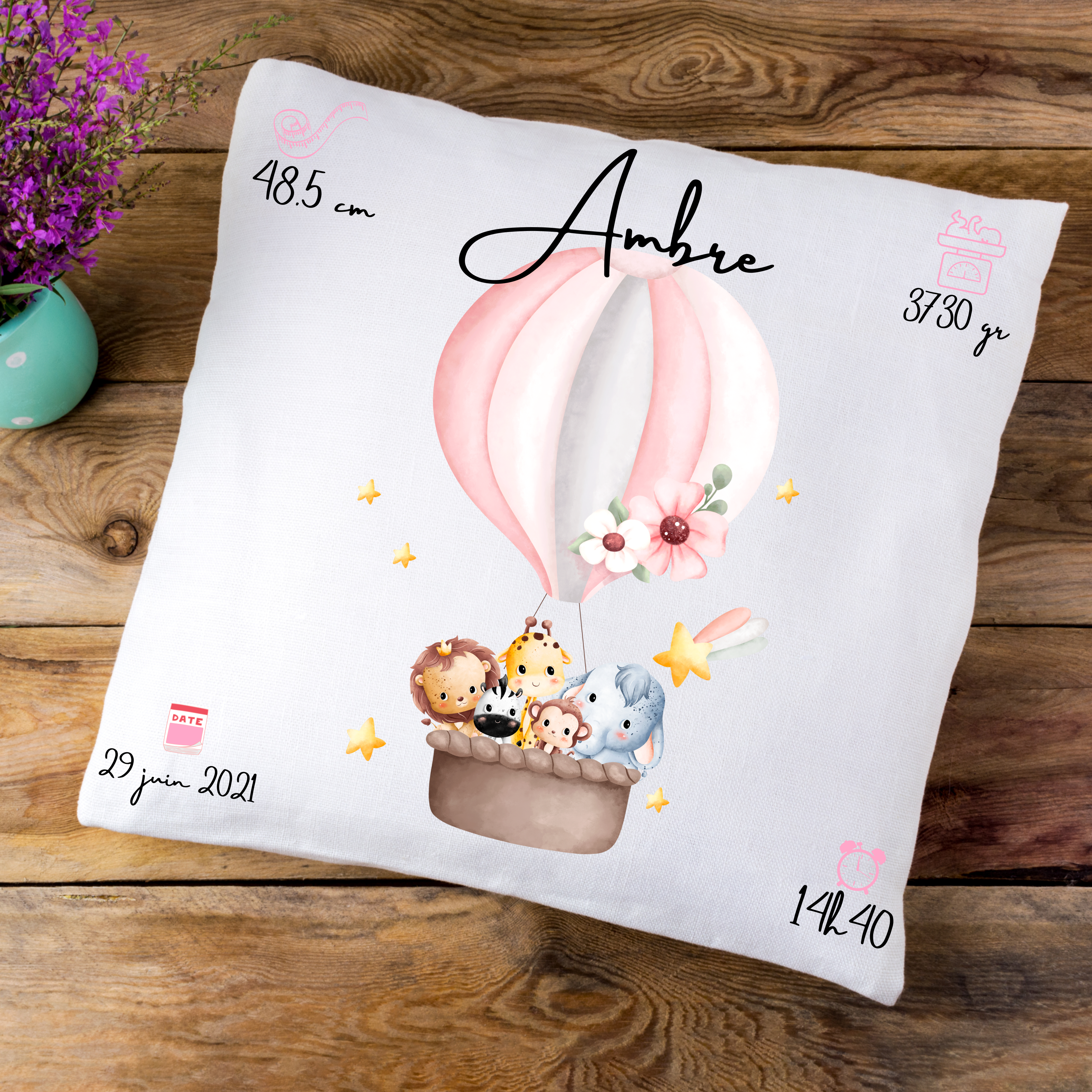 Coussin de naissance personnalisée
