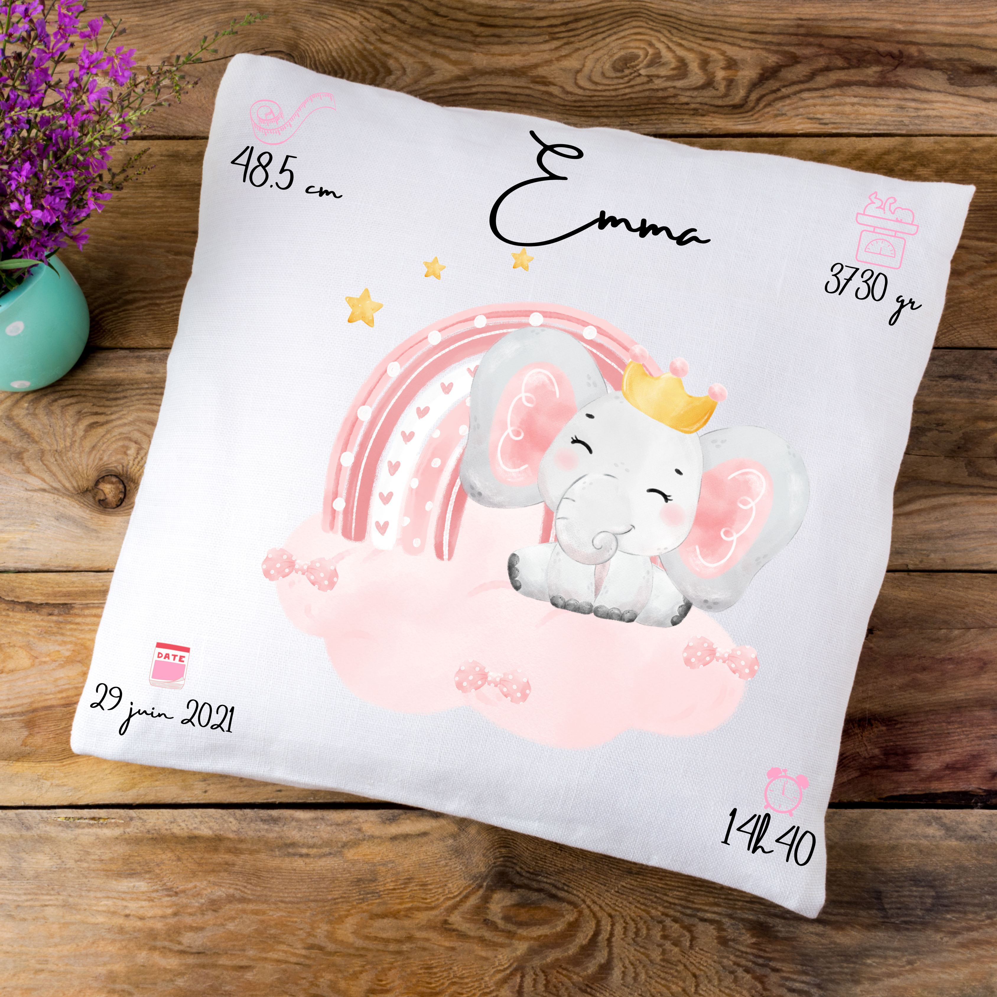 Coussin de naissance personnalisée